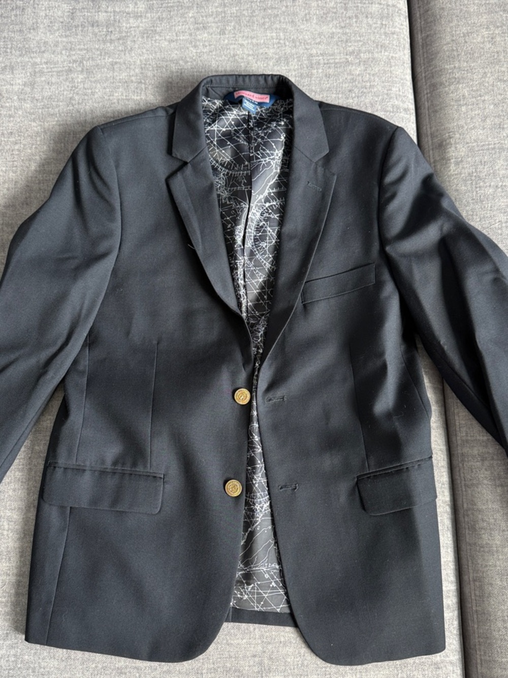 Vineyard Vines Black Two-Button Sport Coat with Gold Buttons